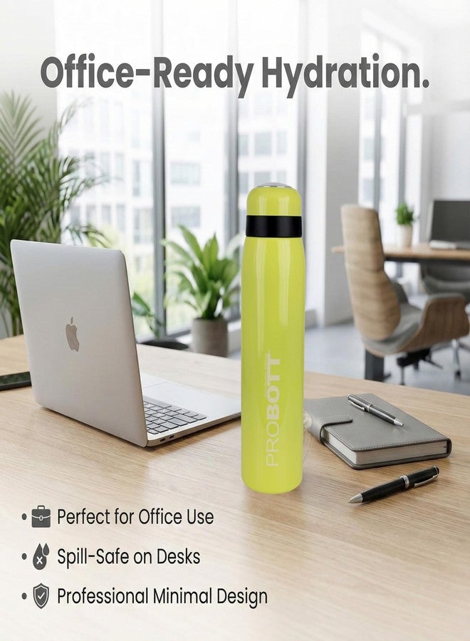 Probott Drops 500 ml Screw Cap Wide Sipping Mount Flask 500ml, Yellow | Stainless Steel Hot & Cold Water Bottle | Double Walled Vacuum Flask | Perfect for Office, Gym, Traveler | Leakproof - Image 4